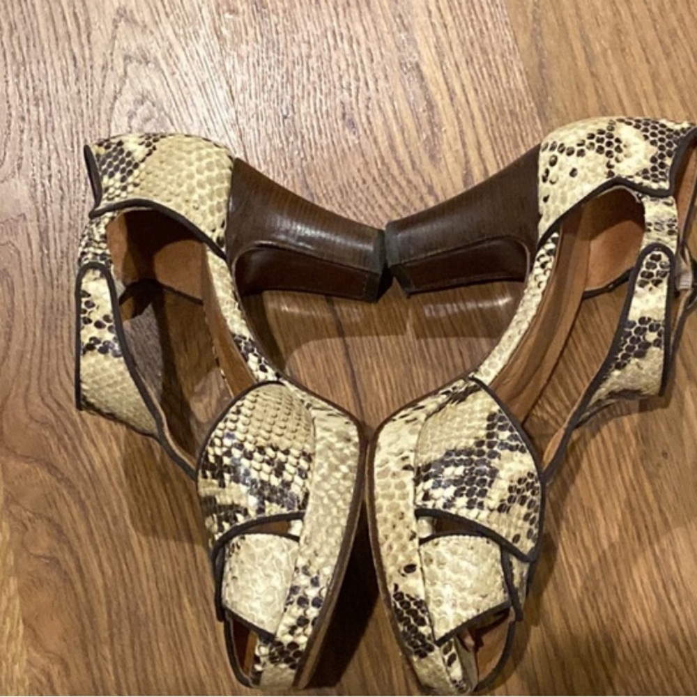 Chie Mihara// Snakeskin Platform Heels, Size 37 - image 5